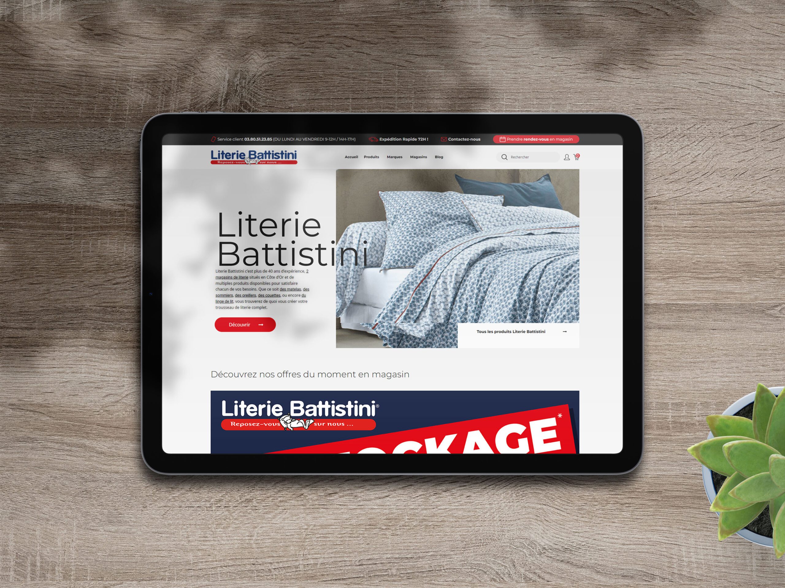 Site literie Battistini version mobile