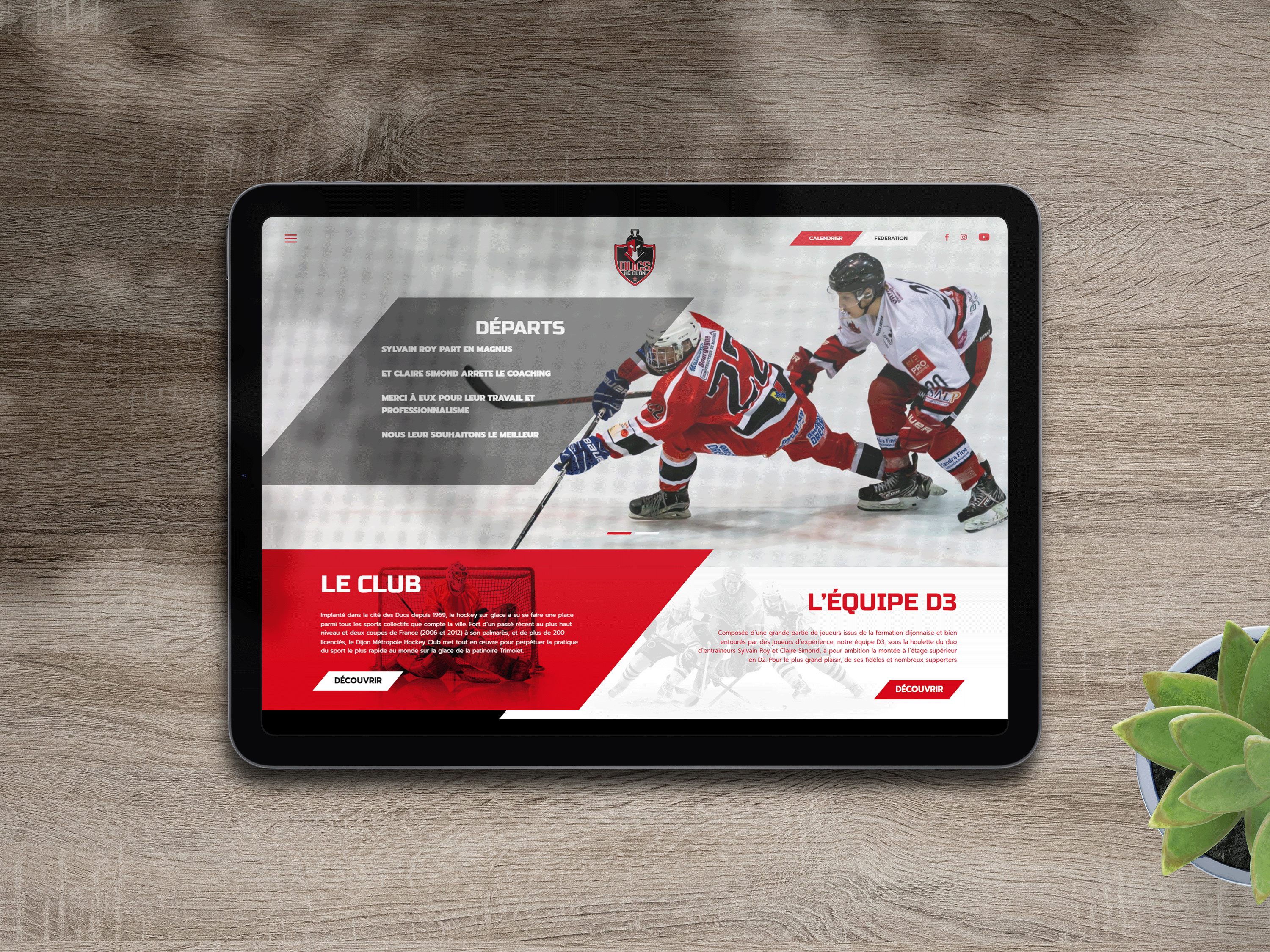 Site internet Dijon Hockey Club sur tablette